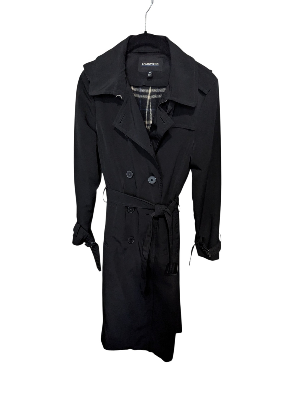 London Fog Black Double-Breasted Trench with Lining Size 6P